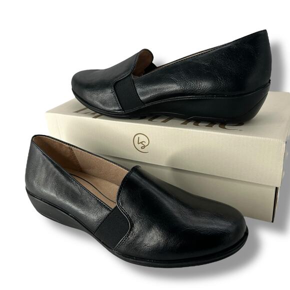 NEW Life Stride Black Loafers Size 8.5 Slip On Leather Flats Comfort Walking NWT - Picture 5 of 12